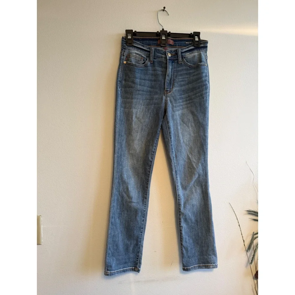 Judy Blue‎ Skinny Fit Capri Jeans Medium Wash High Rise Denim Size 5/27